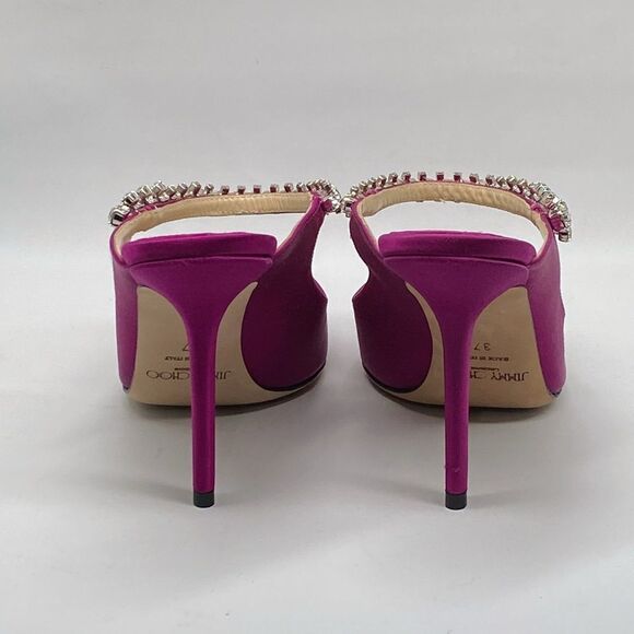 Jimmy Choo Bing 100 Satin Mules With Crystal Strap size 37 - Picture 8 of 13